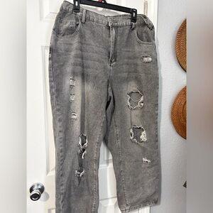 Distressed Gray Women's Jeans 2X